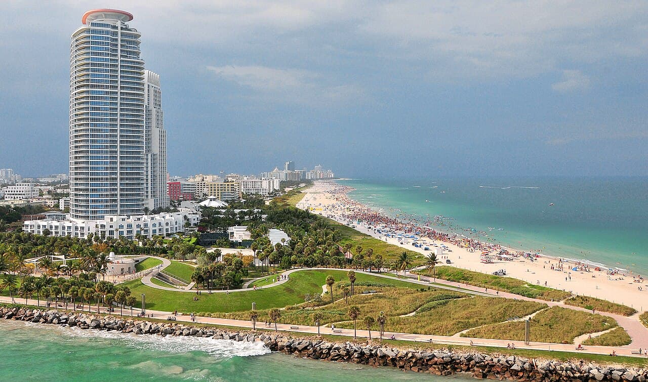 South Beach coastline and South Pointe Park in Miami Beach