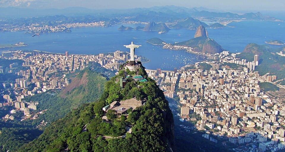 Christ the Redeemer overlooking Rio de Janeiro, Guanabara Bay and Sugarloaf Mountain